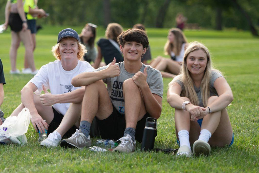 Students sitting on campus